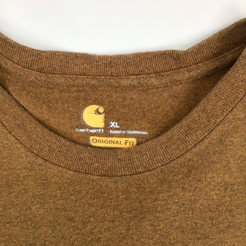 Carhartt Brown Long Sleeve Shirt Arm Logo Spell Out Size XL - Picture 2 of 12